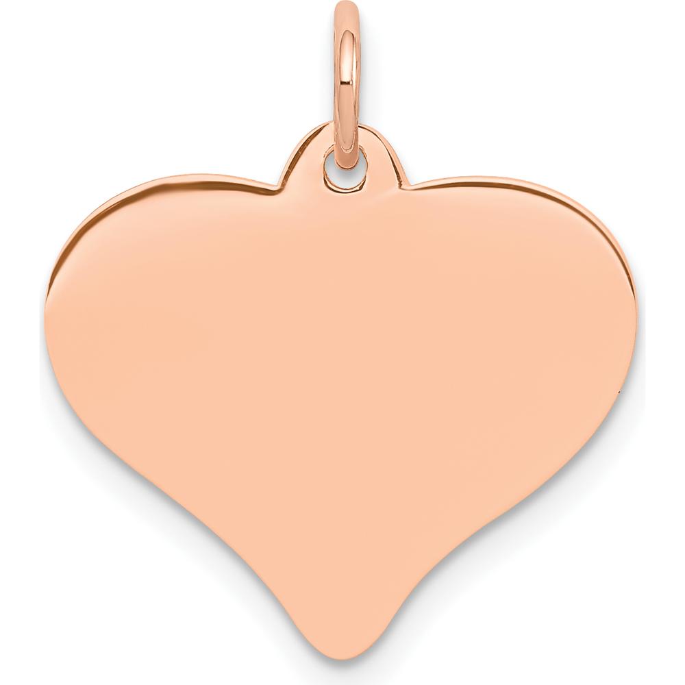 14K Rose Gold Polished Engravable 18mm Heart Disc Pendant by Oro Pregiato