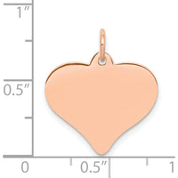 14K Rose Gold Polished Engravable 18mm Heart Disc Pendant by Oro Pregiato