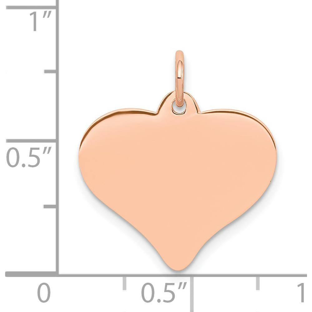 14K Rose Gold Polished Engravable 18mm Heart Disc Pendant by Oro Pregiato