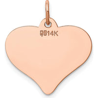 14K Rose Gold Polished Engravable 18mm Heart Disc Pendant by Oro Pregiato