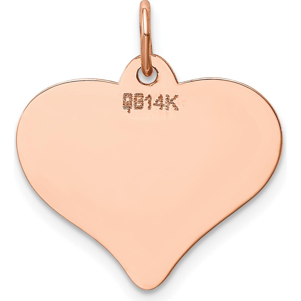 14K Rose Gold Polished Engravable 18mm Heart Disc Pendant by Oro Pregiato