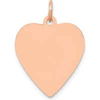 14K Rose Gold Polished Engravable 18mm Heart Pendant by Oro Pregiato