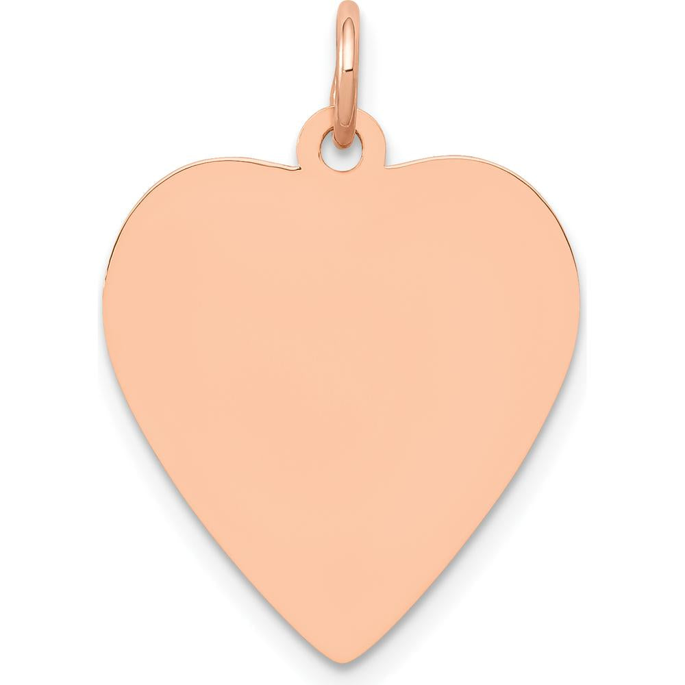 14K Rose Gold Polished Engravable 18mm Heart Pendant by Oro Pregiato