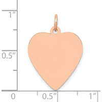 14K Rose Gold Polished Engravable 18mm Heart Pendant by Oro Pregiato