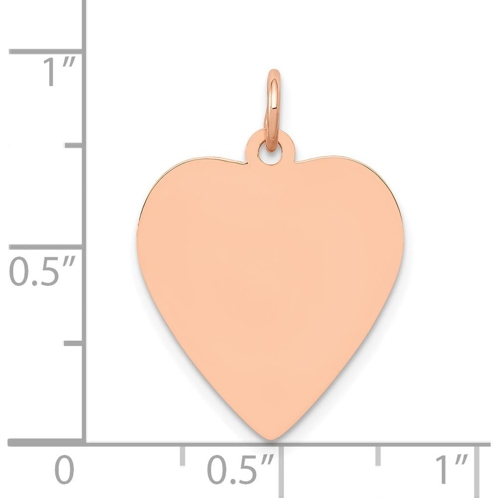 14K Rose Gold Polished Engravable 18mm Heart Pendant by Oro Pregiato