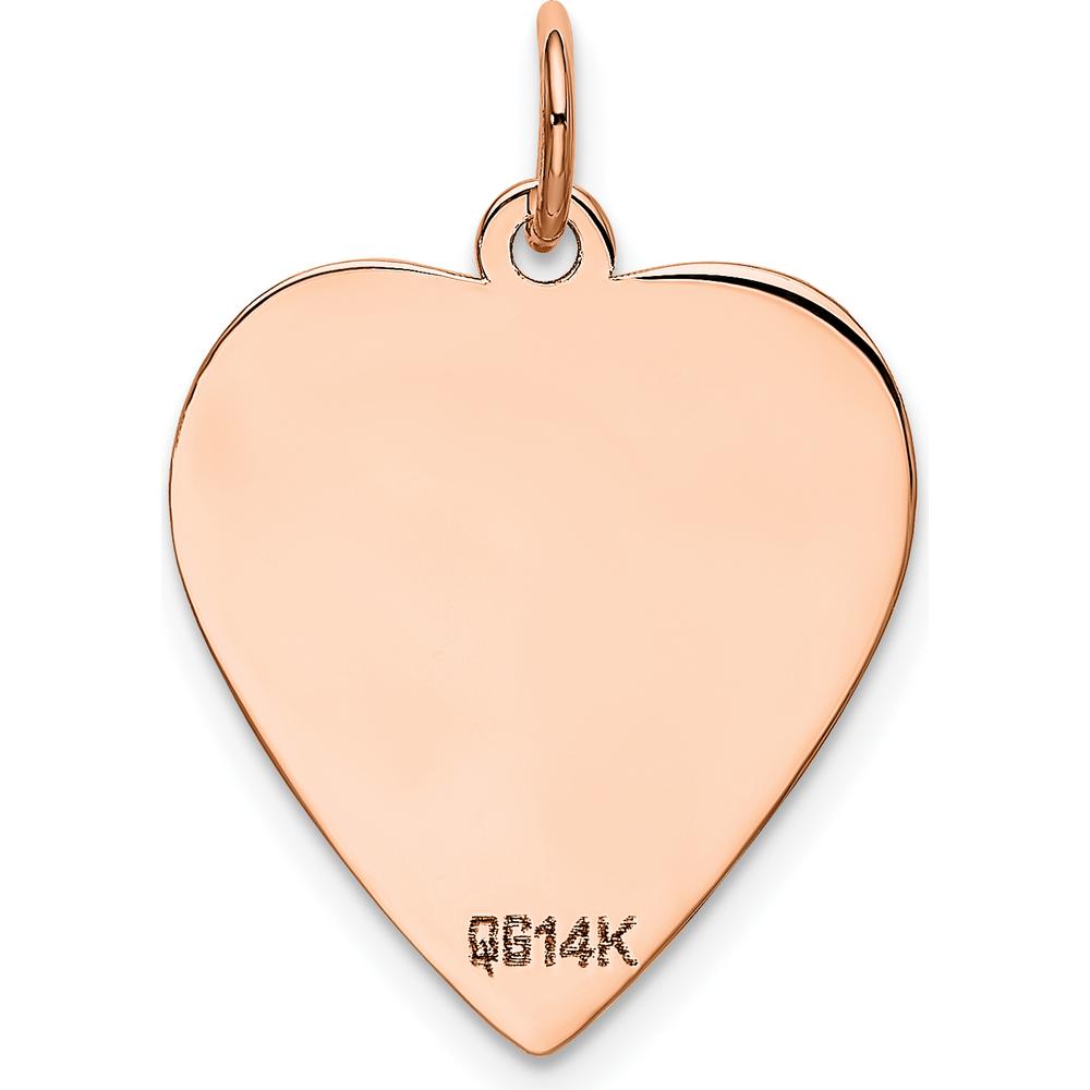 14K Rose Gold Polished Engravable 18mm Heart Pendant by Oro Pregiato