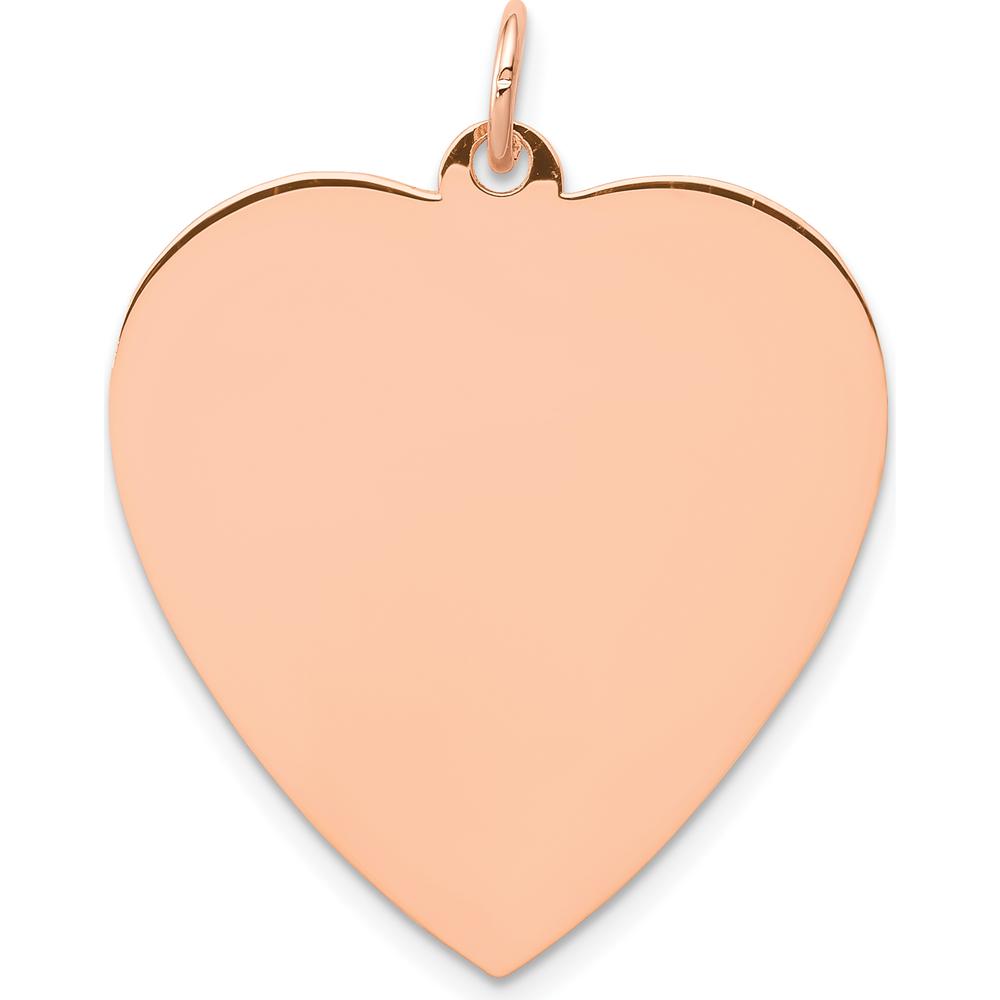 14K Rose Gold Polished Engravable 25mm Heart Disc Pendant by Oro Pregiato
