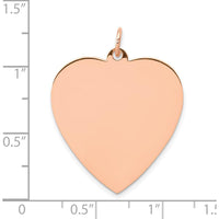 14K Rose Gold Polished Engravable 25mm Heart Disc Pendant by Oro Pregiato