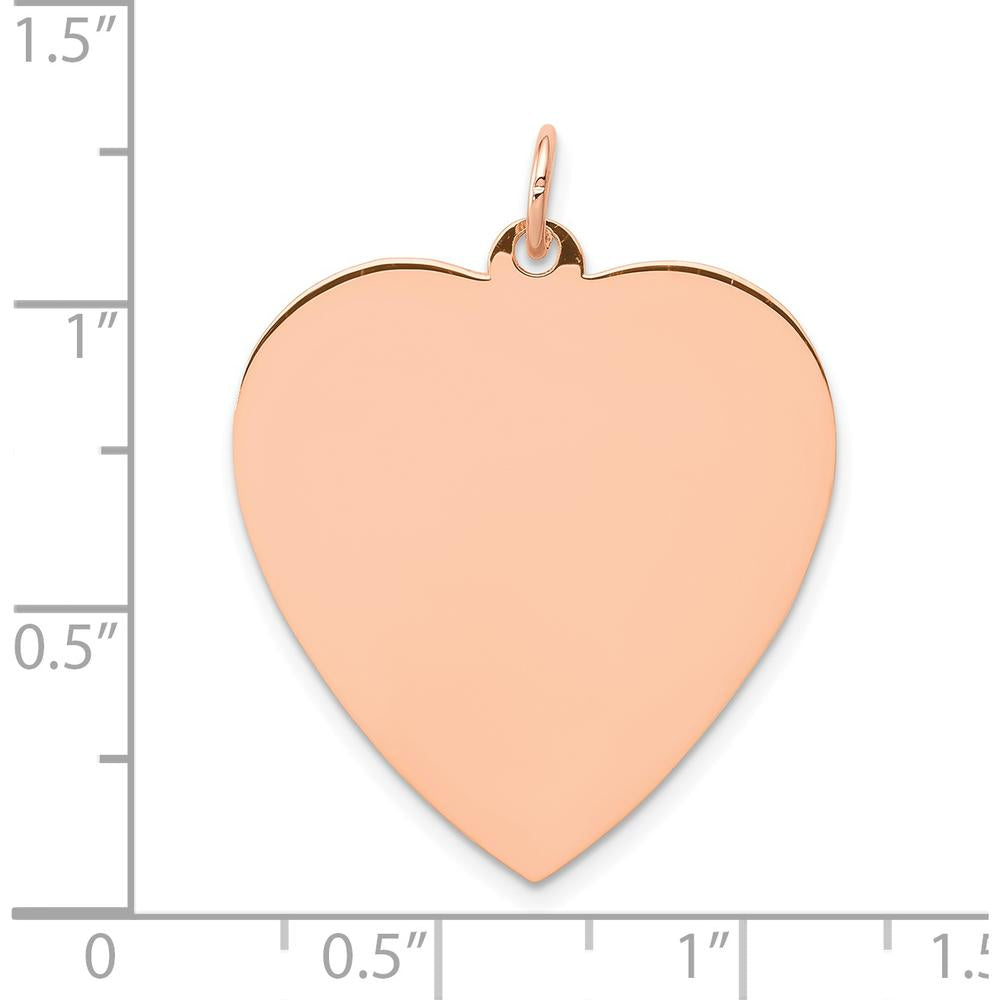 14K Rose Gold Polished Engravable 25mm Heart Disc Pendant by Oro Pregiato