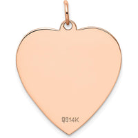 14K Rose Gold Polished Engravable 25mm Heart Disc Pendant by Oro Pregiato