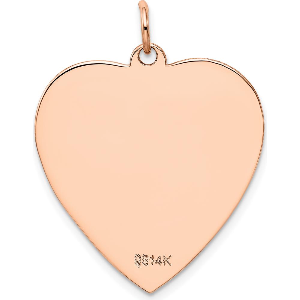 14K Rose Gold Polished Engravable 25mm Heart Disc Pendant by Oro Pregiato