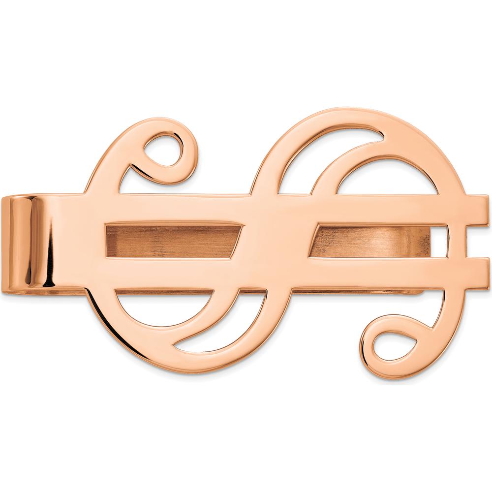 14K Rose Gold Polished Engravable Money Clip with Motif Design - Solid Casted Accessory by Oro Pregiato