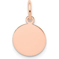 14K Rose Gold Polished Engraveable Circular Disc Charm - 10mm Diameter by Oro Pregiato