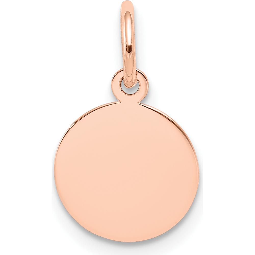 14K Rose Gold Polished Engraveable Circular Disc Charm - 10mm Diameter by Oro Pregiato