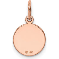 14K Rose Gold Polished Engraveable Circular Disc Charm - 10mm Diameter by Oro Pregiato