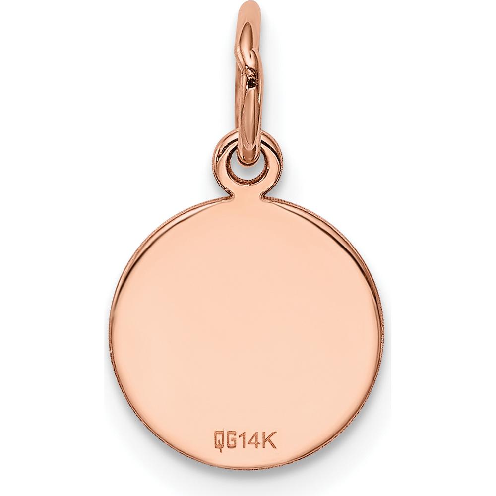 14K Rose Gold Polished Engraveable Circular Disc Charm - 10mm Diameter by Oro Pregiato