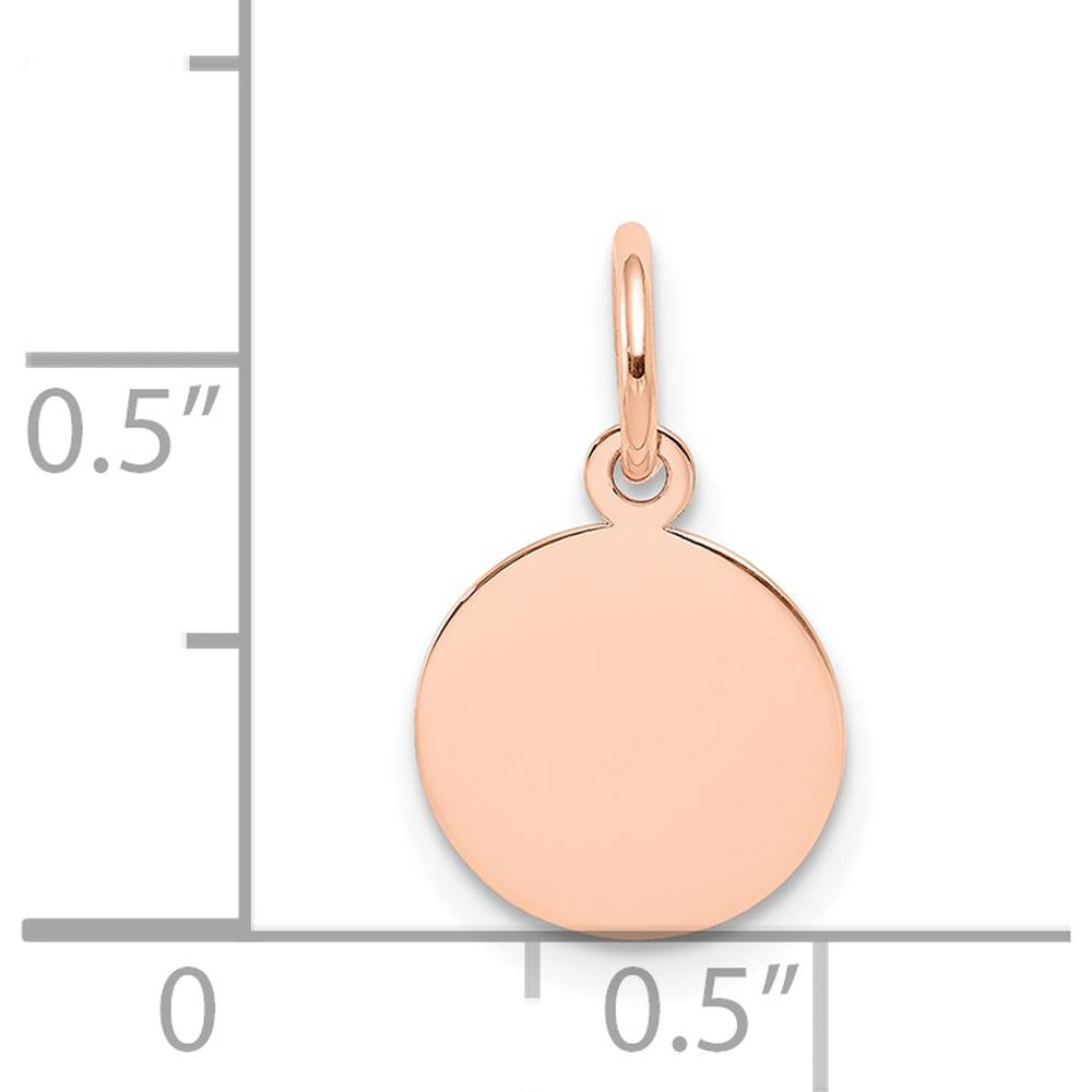 14K Rose Gold Polished Engraveable Circular Disc Charm - 10mm Diameter by Oro Pregiato