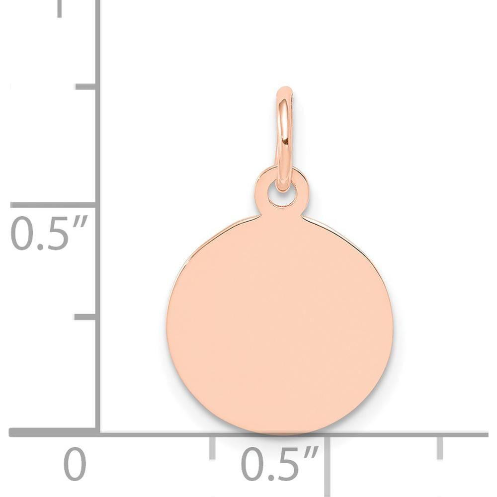 14K Rose Gold Polished Engraveable Disc Charm - 12mm Diameter by Oro Pregiato