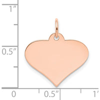 14K Rose Gold Polished Engraveable Heart Disc Charm - Personalized Pendant by Oro Pregiato