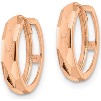 14K Rose Gold Polished Faceted Hinged Hoop Earrings - 3x15mm by 0
