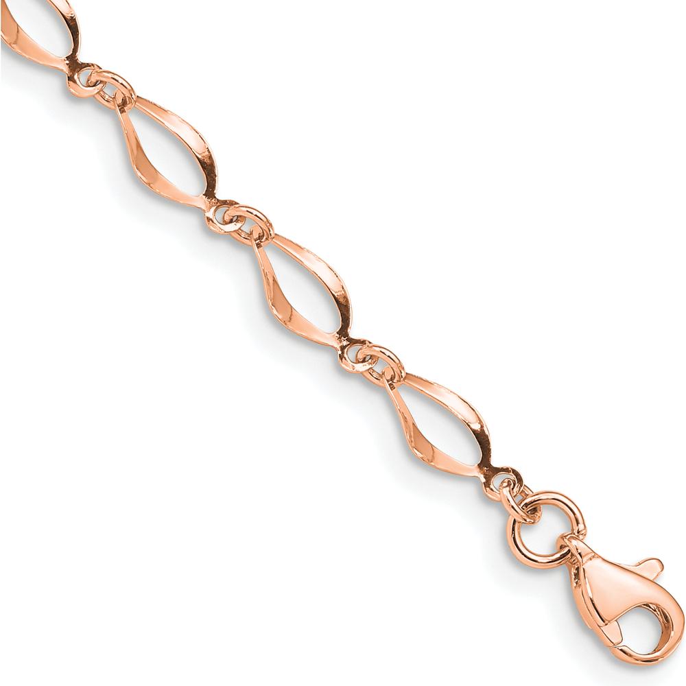 14K Rose Gold Polished Fancy Twisted Link Bracelet - 7.25" Length by Oro Pregiato