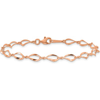 14K Rose Gold Polished Fancy Twisted Link Bracelet - 7.25" Length by Oro Pregiato