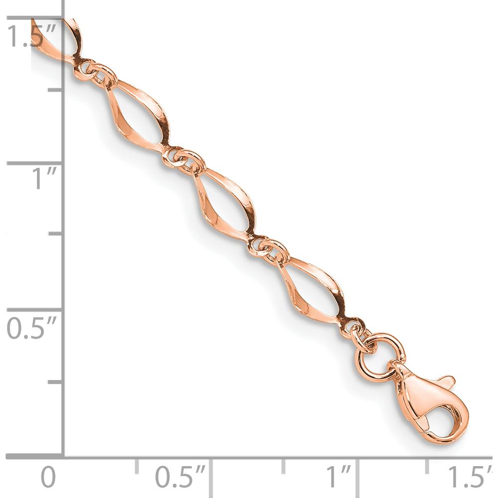 14K Rose Gold Polished Fancy Twisted Link Bracelet - 7.25" Length by Oro Pregiato