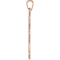 14K Rose Gold Polished Fleur De Lis Cross Pendant - 33mm Length by Oro Pregiato