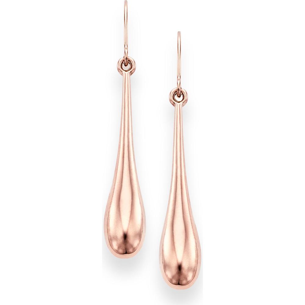 14K Rose Gold Polished Graduated Tear Drop Earrings with Euro Wire Closure - 1.30g Total Gold Weight by Orozza Fine Jewelry