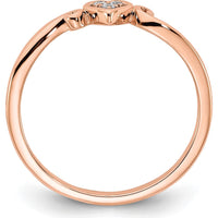 14K Rose Gold Polished Heart Diamond Ring with 3 Round Diamonds - 0.03 Carat Total Diamond Weight by 0