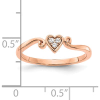 14K Rose Gold Polished Heart Diamond Ring with 3 Round Diamonds - 0.03 Carat Total Diamond Weight by 0