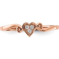 14K Rose Gold Polished Heart Diamond Ring with 3 Round Diamonds - 0.03 Carat Total Diamond Weight by 0