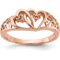14K Rose Gold Polished Heart Ring Mounting - Customizable Design for Diamond or Gemstone Setting by Oro Pregiato