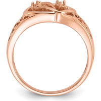 14K Rose Gold Polished Heart Ring Mounting - Customizable Design for Diamond or Gemstone Setting by Oro Pregiato