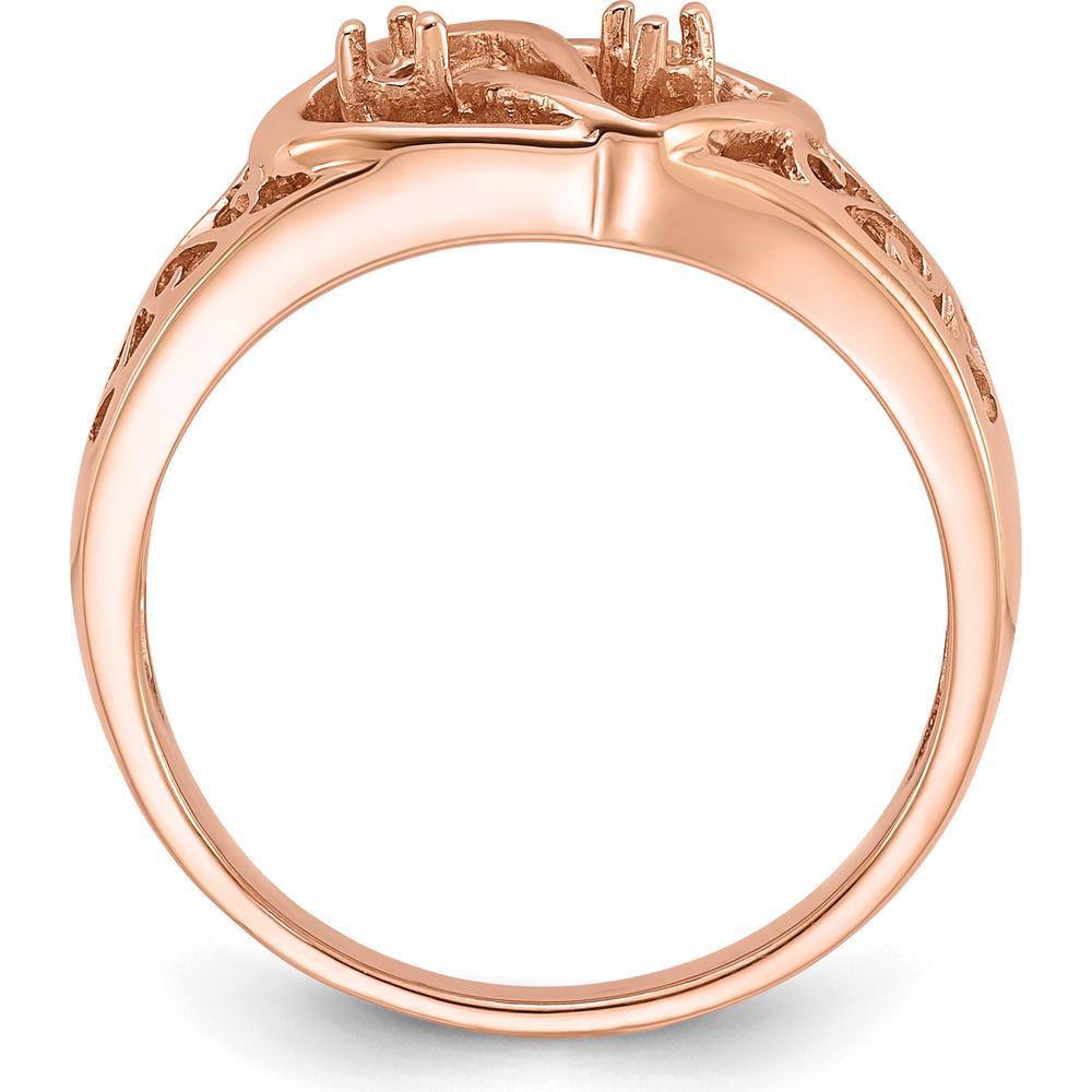 14K Rose Gold Polished Heart Ring Mounting - Customizable Design for Diamond or Gemstone Setting by Oro Pregiato