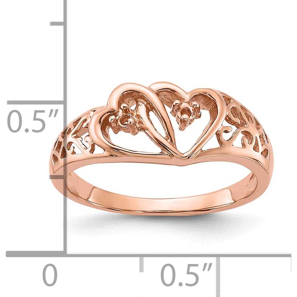 14K Rose Gold Polished Heart Ring Mounting - Customizable Design for Diamond or Gemstone Setting by Oro Pregiato