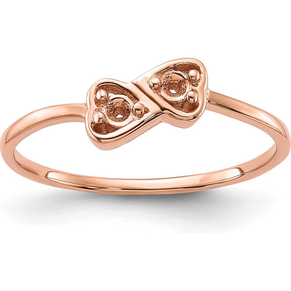 14K Rose Gold Polished Heart Ring Mounting with 0.05 Carat Diamond - Customizable Design by Oro Pregiato