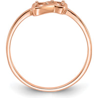 14K Rose Gold Polished Heart Ring Mounting with 0.05 Carat Diamond - Customizable Design by Oro Pregiato