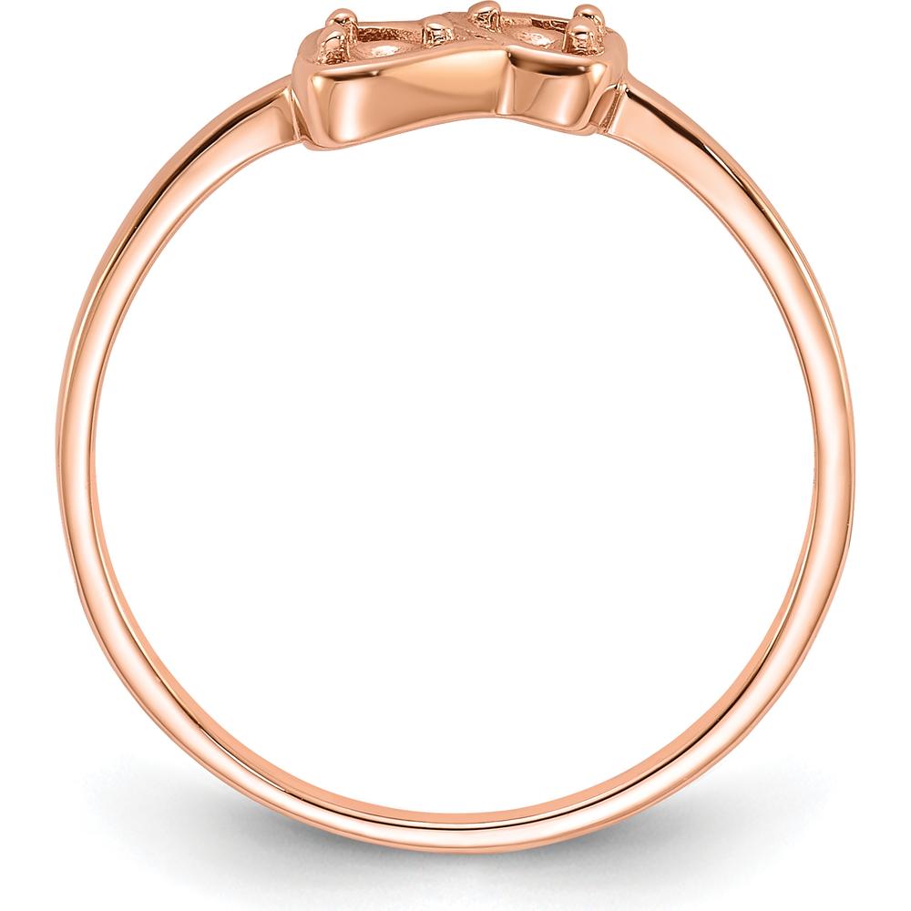14K Rose Gold Polished Heart Ring Mounting with 0.05 Carat Diamond - Customizable Design by Oro Pregiato