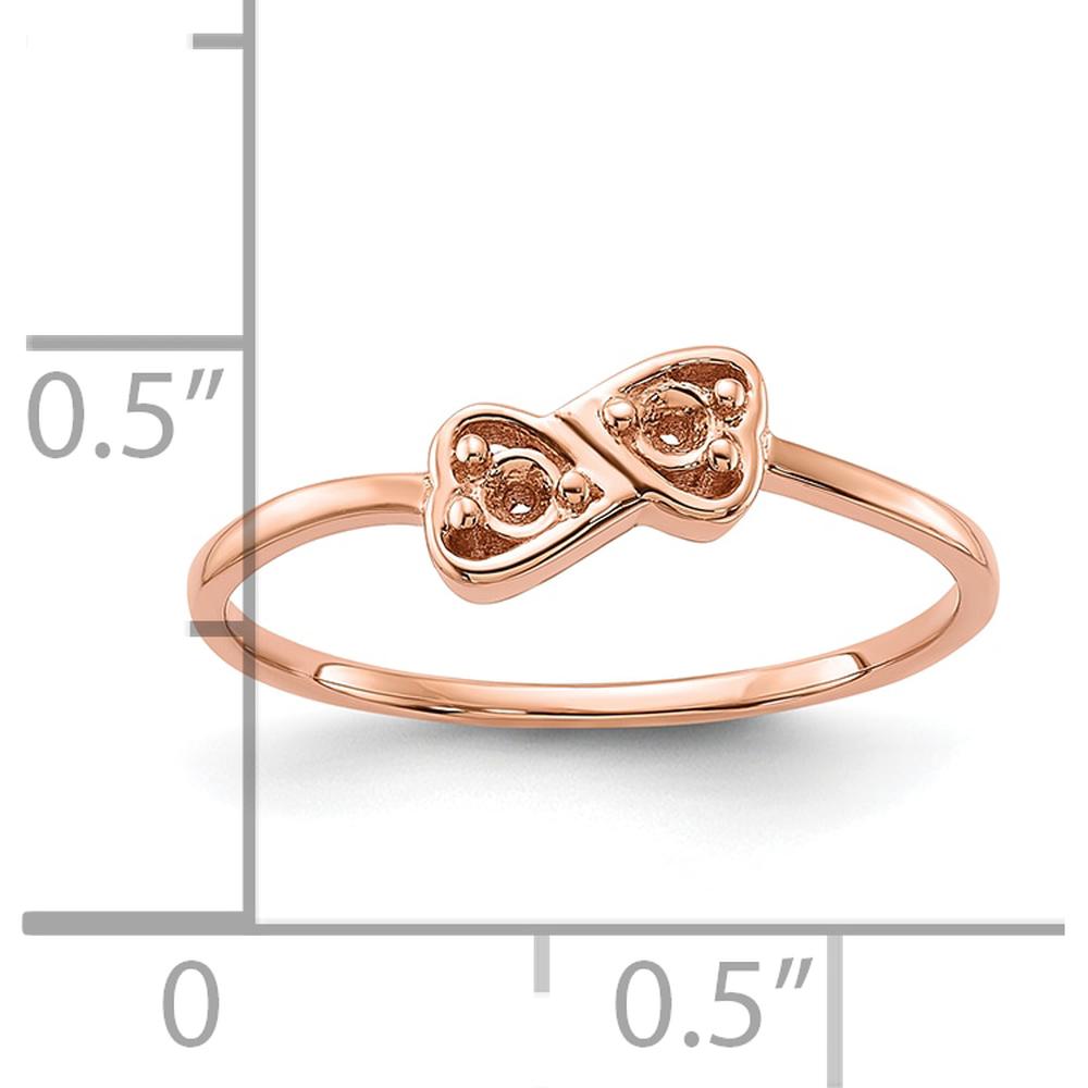 14K Rose Gold Polished Heart Ring Mounting with 0.05 Carat Diamond - Customizable Design by Oro Pregiato