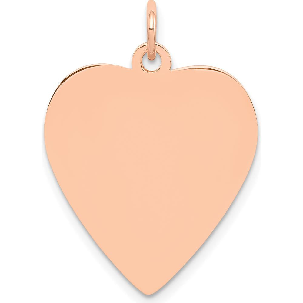 14K Rose Gold Polished Heart-Shaped Engravable Pendant - 19mm by Oro Pregiato