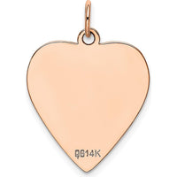 14K Rose Gold Polished Heart-Shaped Engravable Pendant - 19mm by Oro Pregiato