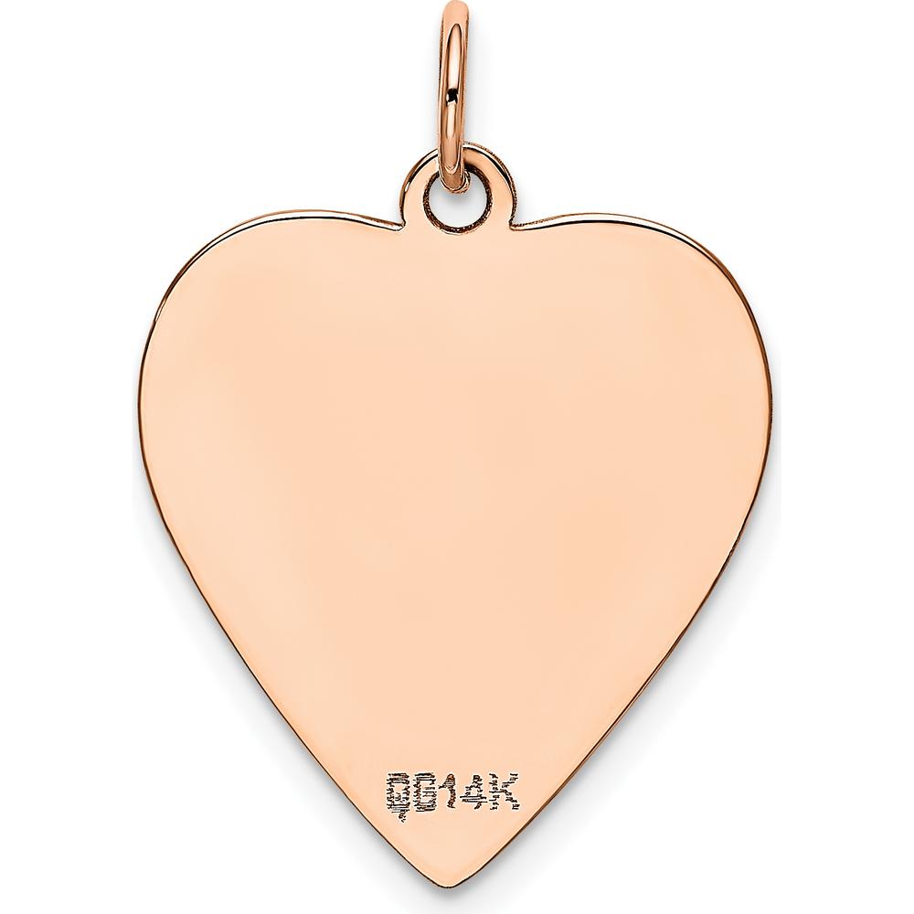 14K Rose Gold Polished Heart-Shaped Engravable Pendant - 19mm by Oro Pregiato