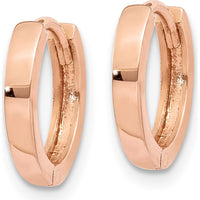 14K Rose Gold Polished Hinged Hoop Earrings - 11mm Length by 0