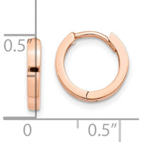 14K Rose Gold Polished Hinged Hoop Earrings - 11mm Length by 0