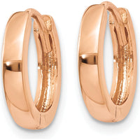 14K Rose Gold Polished Hinged Hoop Earrings - 11mm Length by 0
