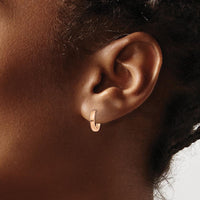 14K Rose Gold Polished Hinged Hoop Earrings - 11mm Length by 0