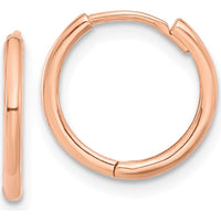 14K Rose Gold Polished Hinged Hoop Earrings - 13.5mm Length, 14mm Width by 0