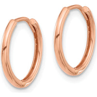 14K Rose Gold Polished Hinged Hoop Earrings - 13.5mm Length, 14mm Width by 0