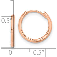 14K Rose Gold Polished Hinged Hoop Earrings - 13.5mm Length, 14mm Width by 0